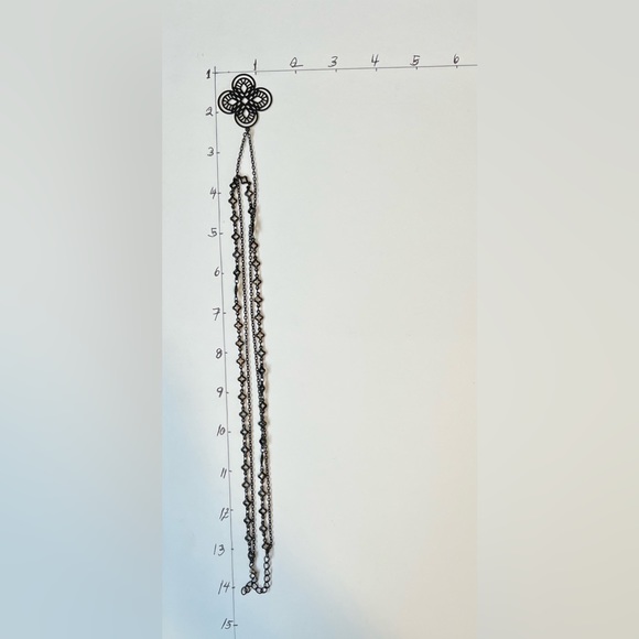 All Black Elegant Fleur de Lis Necklace - Classic Flower Layered Necklace - Picture 7 of 10